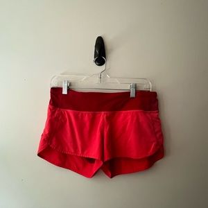 Lululemon Speed-Up Lined Running Short (Neon Coral/Red, Size 6)